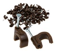 Round Brown 7mm Cable Clips Secure Fastenings Cables [100 Pack]