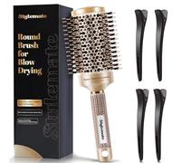 Round Brush for Blow Out, Nano Thermal Ceramic & Ionic Tech Round Barrel Hair Brush with Boar Bristles and Nylon Pins, Roller Brush for Blow Drying and Styling, 4 Free Clips (Barrel 2.1 Inch, 53mm)