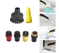 Round Brush Steam Cleaning Nozzle Kit for Kärcher SC1, SC2, SC3, SC4, SC5, SC7 EasyFix Models, 1 Large + 4 Small Brushes, Nylon-PVC Construction