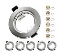 Round Brushed Nickel Recessed Ceiling Downlight Frames with GU10 Sockets,55-70mm Cut-Out Hole Size,Compatible with LED&Halogen Bulbs,Mounting Frame for Spotlight Fixtures (Bulbs Excluded) - 6 Pack
