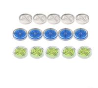 Round Bubble Level Vial, 32 mm x 7 mm Acrylic Level for Measuring and Layout - 15-Piece Set, 20°-30° Accuracy, for Carpentry, DIY, Furniture(White Blue Green)