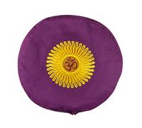 Round Buckwheat Hull-Filled Yoga Bolster with Embroidered Cotton Cover, 63 × 23 cm (Aubergine Purple, Sun & Om Em, One Size)