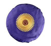 Round Buckwheat Hull-Filled Yoga Bolster with Embroidered Cotton Cover, 63 × 23 cm (Plum Purple, Sun & Om Em, One Size)