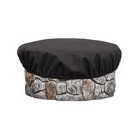Round Built In Stone Fire Pit Cover - Heavy Duty, Elastic hems, UV Resistant Coating, Debris Blocker Tarp, Ash Guard Sheet | firepits Covers With Drawstring Closure For Rustic Terrace Courtyard Deck