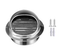 Round Bull Nosed External Extractor, Air Vent Round Grille Cover, Wall Air Ventilation Outlet Hood, Round Flat Ducting Ventilation Outlet Cover, for Bathroom Fans, Exhaust Fans (Color : Silver, Size