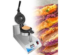 Round Burger Waffle Heat Press Maker,Electric Sandwich Maker Hot Press,Ice Cream Waffle Toaster,for Sweet & Savory Fillings