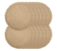 Round Burlap Placemats Set of 12 Jute Rustic Place Mats for Dining Tables Heat Resistant Natural Farmhouse Table Mats Decor for Thanksgiving (Tassel)