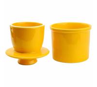 Round Butter Crock with Counter with Water Line for Fresh Spreadable Butter - Butter Keeper with Lid - Butter Dish Housewarming Gift - Lemon Yellow