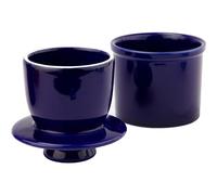 Round Butter Crock with Counter with Water Line for Fresh Spreadable Butter - Butter Keeper with Lid - Butter Dish Housewarming Gift - Navy Blue