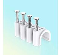 Round Cable Clips, 100 Pcs Wire Wall Clips with Steel Nail Cables Management Holder Cable Fixing Pins for Walls Office Home Kitchen, Whtie 8mm