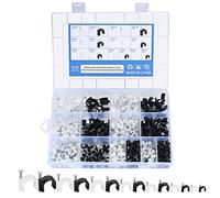 Round Cable Clips, 600 Pcs Cable Wire Clips Clamps with Nails Assortment, Cable Tidy Wall Clips for Wire Ethernet Telephone TV Wire Cables Fixing Clips - Black, White, 4mm/5mm/6mm/7mm/8mm/10mm/12mm