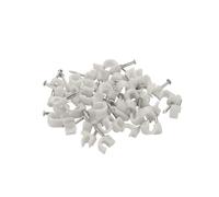 Round Cable Clips 86 Pack Assorted Sizes White Plastic Wire Clips with Nails, Electrical Cable Tidy Management Fixing Clips for Home, Office, and Outdoor Use - Wire Organizer Fasteners Set