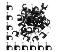 Round Cable Clips, 8MM Electrical Cable Wall Clip - Nail Clips Cable Management, 100Pcs Steel Nails Tacks Holder for Organizing Electric Wires Cables Line TV (Black)