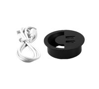 Round Cable Hole Cover With USB Port Office Table Outlet Port Line Box Organization Cable Hole Covers Data Cable Furniture Cable Management For Home Office