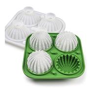 Round Cactus Ice Cube Mold, Fun Shapes Ice Cube Tray, Make 4 Large Ice Balls for Chilling Whiskey Cocktails Drinks, Silicone Ice Mold Chocolate Mold with Clear Funnel-type Lid, Dark Green