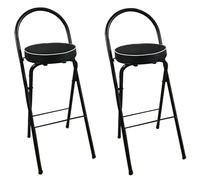 Round Cactus Padded Folding High Back Stool Chair with Back Rest - Foldable Bar Chairs for Kitchen Office Breakfast Nook and Home Bar Seating