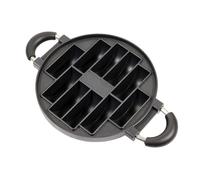 Round Cake Baking Pan with 10 Separate Rectangular Cavities | Ten Separate Baking Spaces for a Single Batch, Two Side Handles on a Round Outer Frame, Easier Cleanup After Baking
