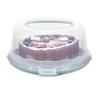 Round Cake Box with Cover Transparent Plastic Cake Carrier with 4 Locking Clips Portable Handheld Food Storage Container for Cakes Pastries Fruits and Cookies 30 x 15cm