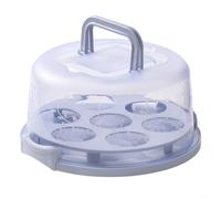Round Cake Box with Detachable Tray and Dual Locking Clips for Organizing 8 Inch Cakes Cupcakes Vegetables Cookies and Crackers (Blue)