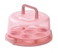 Round Cake Box with Detachable Tray and Dual Locking Clips for Organizing 8 Inch Cakes Cupcakes Vegetables Cookies and Crackers (Pink)