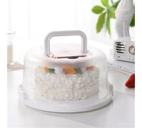 Round Cake Carrier Container with Lid and Handle 26 X 26 X 13.5 Centimeters (10 x 10 x 5.3 in) Pp Food-Grade Storage Box for 8-inch Cakes Cupcakes Muffins or Appetizers - White(White)