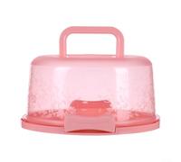 Round Cake Carrier with Secure Snap Lock Lid and Handle for Easy For Transport and Storage with Clear Cover to Display Cakes During For Transport (Pink)