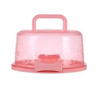 Round Cake Carrier with Snap Lock Lid and Carry Handle, Designed for Safe Cake For Transport and Freshness (Pink)