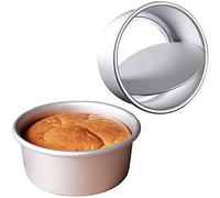 Round Cake Tin, 2 Pieces 8 Inch Nonstick and Leakproof Cake Pan, Aluminum Round Cake Pan, Loose Base Cake Tin for Wedding, Birthday, Party, Christmas, Cake Baking, Cake DIY (Silver)