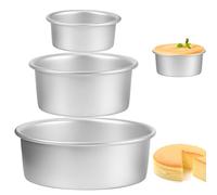 Round Cake Tin, 3 Pack Aluminium Cake Pan with Removable Bottom Round Cake Deep Baking Tin 4/6/8 Inch, Non-Stick Baking Tins for Cheesecake Crumpet Egg- Easy Release