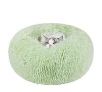 Round Calming Dog & Cat Bed, Anti-Anxiety Donut Cuddler Warming Cozy Soft Round Bed, Fluffy Faux Fur Plush Cushion Bed, Washable Soft Warm Pet Bed with Non-Slip Bottom (Green, XS(20*20*6in))