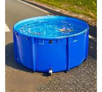 Round Canvas Fish Pond Pool with Flexible PVC Liner and Frame - Durable Above Ground Aquarium Holding Tank, Easy to Set Up