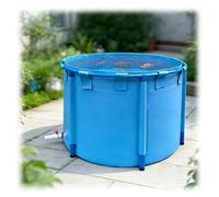 Round Canvas Fish Pond Pool with Stand 4x1.2m Water Tank for Koi tic Plants Easy Install Drain Valve for Garden Irrigat
