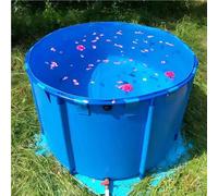 Round Canvas Fish Pond with Durable PVC Liner Stable Frame & Drain Valve Ideal for Aquaculture Koi Breeding & Irrigation 2.1m Size Outdoor Pool Holding Tank