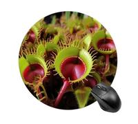 Round Carnivorous Plant Mouse Pad Non-Slip Rubber Small Cute Mouse Pad Mini Travel Gaming Mousepad Washable Funny Computer Mat Waterproof for Laptop Office Home Men Women
