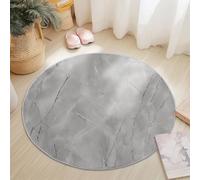 Round Carpet 120cm Diameter Marble Texture NonSlip Circular Rug Ideal for Living Room Kids' Room Kitchen Bathroom Home Decor Light Gray Silver Design