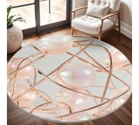 Round Carpet Rug for Under Dining Table 100cm, 8mm Short Pile Anti Slip Luxury Geometric Sphere Round Carpet Machine washable, Rose Gold Circle Rugs For Bedroom Bedside and Sofa Side