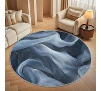 Round Carpet Rug for Under Dining Table 80cm, 8mm Short Pile Anti Slip Abstract Fluid Texture Round Carpet Machine washable, Gray Circle Rugs For Bedroom Bedside and Sofa Side