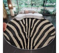 Round Carpets Animal Print Zebra Stripe Rugs Living Room, Non-Slip Lightweight Large Round Rug for Bedroom Dining Room Kitchen Office 60 cm - Beige Black Children's Bedside Rug