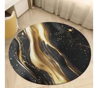 Round Carpets Gaming Rug for Boy's Bedroom Gamer Teenager PC Gaming Room Chair Mat Flannel Non-slip Game Floor Mat,3D Starry Sky Marble Pattern Children's Room Cool Décor (Yellow,60cm/23.7in)