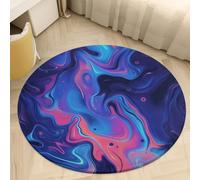 Round Carpets Gaming Rug for Boy's Bedroom Gamer Teenager PC Gaming Room Chair Mat Flannel Non-slip Game Floor Mat,3D Starry Sky Marble Pattern Children's Room Cool Décor (Blue,140cm/55.3in)