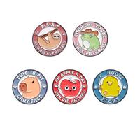 Round Cartoon Enamel Pins Letter Animal Series Brooches Lapel Badge Duck Frog Sloth Capy Enamel Pin for Backpacks Badges Hats Bags Lapel Pins Accessory for Women Girls Gift