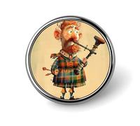 Round Cartoon Scottish Bagpipe Lapel Pin Metal Custom Pins Personalized Decoration Lapel Badge Small Brooch Hat Shirt Tie Sweater Clothes Accessories Decoration for Men Women
