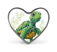 Round Cartoon Turtle Pattern Brooch Lapel Shawl Pin Vintage Metal Heart Badge Minimalist Collar Brooch Jewelry Decoration Suit Sweater Backpack Women Mother Bride