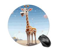 Round Cartoons Giraffe Mouse Pad Non-Slip Rubber Small Cute Mouse Pad Mini Travel Gaming Mousepad Washable Funny Computer Mat Waterproof for Laptop Office Home Men Women