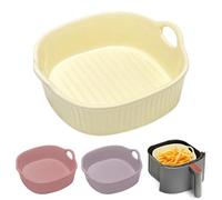 Round Casserole Dish Ceramic Casserole Dish for Hot Air Fryer 18.5 x 16.5 x 5.5 cm, Lasagne Mould, Casserole Dish, Colourful Glazed Baking Mould Round for Lasagne, French Fries, Soup (Light Yellow)