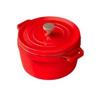 Round Casserole Dish With Lid,24cm/5l Red Dutch Oven with Double Handles,Ceramic Casserole Dishes with Lids Oven Proof,Non-Stick Dutch Ovens for Bread Baking,Braising,Stews,Roasting