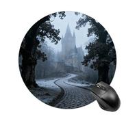Round Castle Pathway Woods Mouse Pad Non-Slip Rubber Small Cute Mouse Pad Mini Travel Gaming Mousepad Washable Funny Computer Mat Waterproof for Laptop Office Home Men Women
