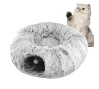 Round Cat Bed Cave - foldable Plush Tunnel with Toy for Pets, Foldable Tube hide out | Soft Cat Tunnel for Kitten, rabbits, Ferret, Puppy Resting, Indoor Sleeping Nest, Cozy Play House Furniture