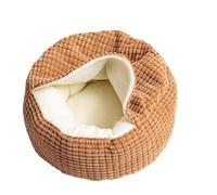 Round Cat Bed, Round Hooded Plush Warm Cave, Indoor Warm Sleeping Nest, for Winter Bedroom Living Room Balcony Dogs Cats Bunnies Small Animals