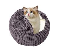 Round Cat Bed | Warm Round Cave with Hood - Cold Weather Pet Nest | for Dog Cat Bunny Small Animals Indoor Christmas Bedroom Living Room Balcony